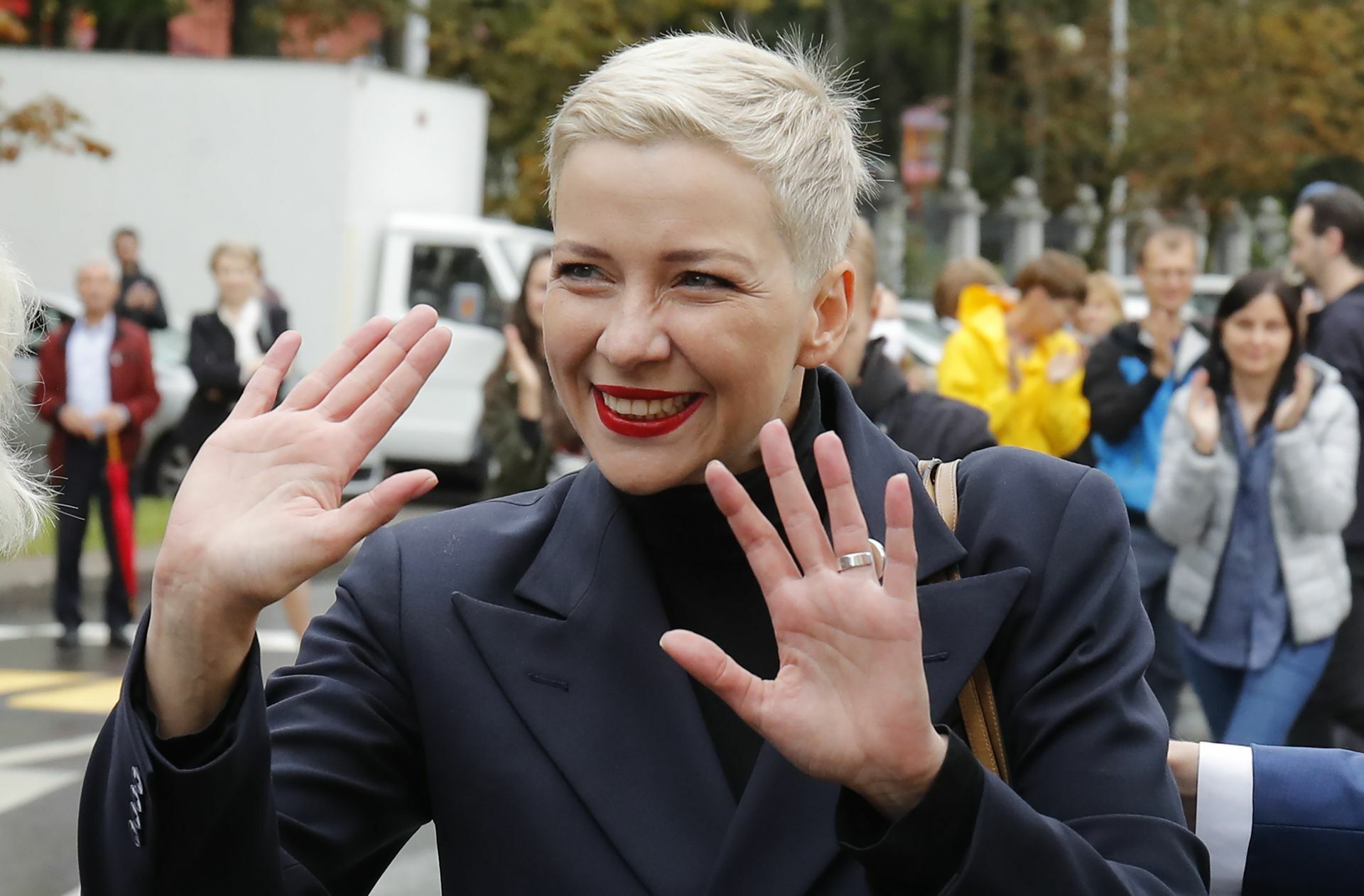 Maria Kolesnikowa in Minsk – fast immer mit einem Lächeln.