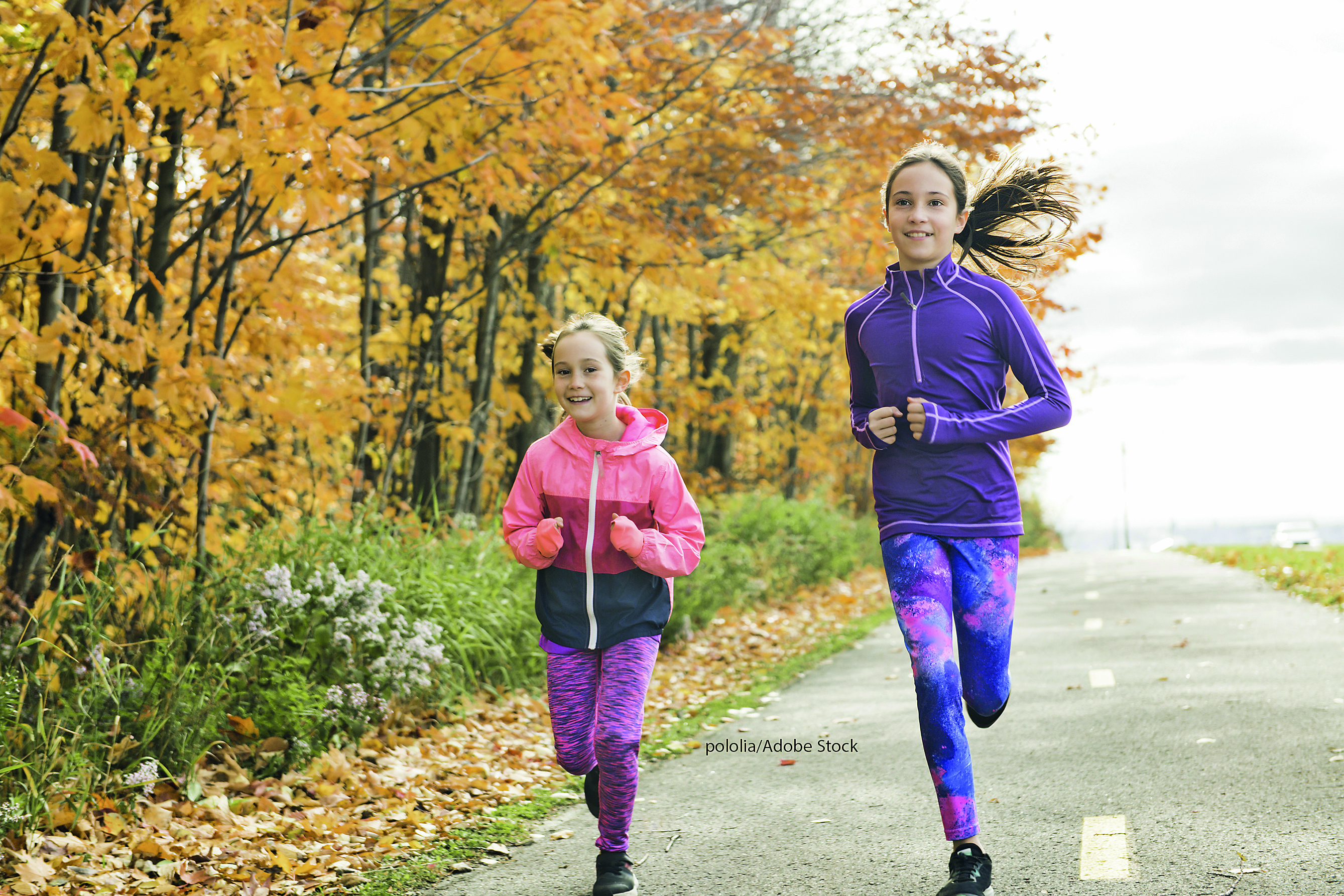 Healthy lifestyle girl running in park on autumn season
 301191999