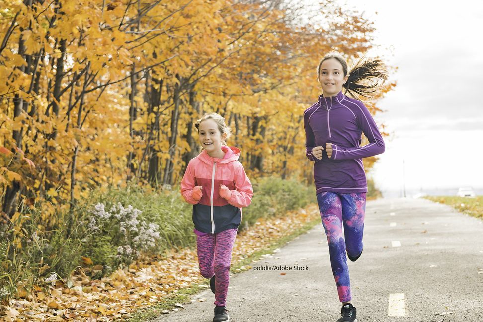 Healthy lifestyle girl running in park on autumn season
 301191999