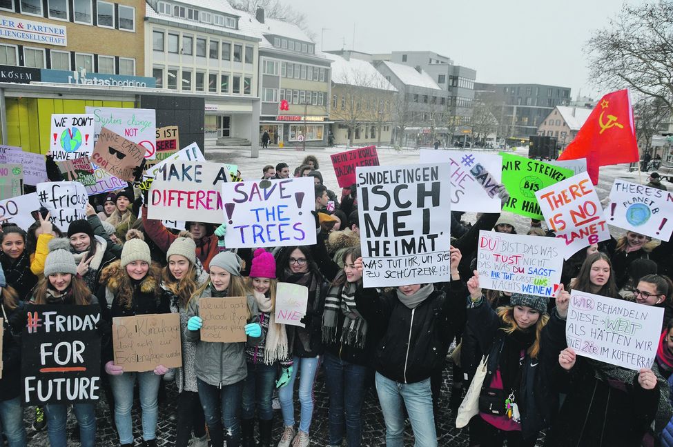Die Klima-Demo auf dem Sindelfinger Marktplatz. Bild: Wegner